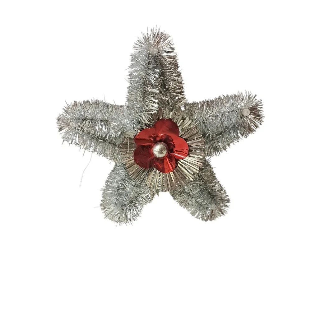 Vintage Christmas Tree Topper Foil Leaf Tinsel  7